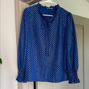 Elegant Navy Polka Dot Blouse